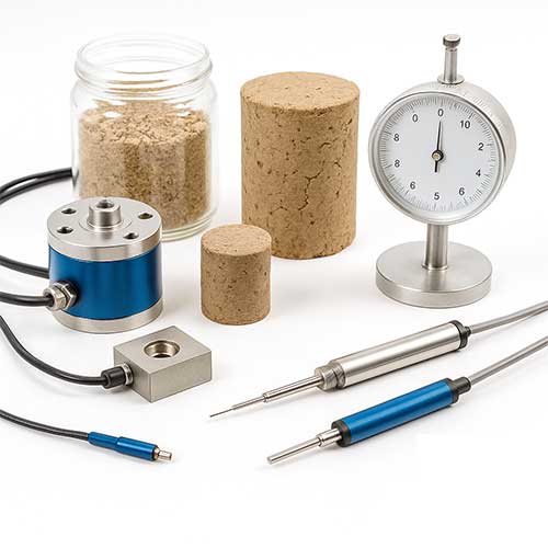 Mini triaxial sensors for geotechnical laboratory applications, used to measure soil stress, strain, and deformation under controlled conditions