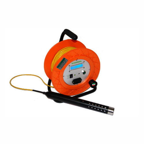 Portable CTD probe with digital display and data logger for measuring conductivity, temperature, and depth in environmental monitoring and water studies
