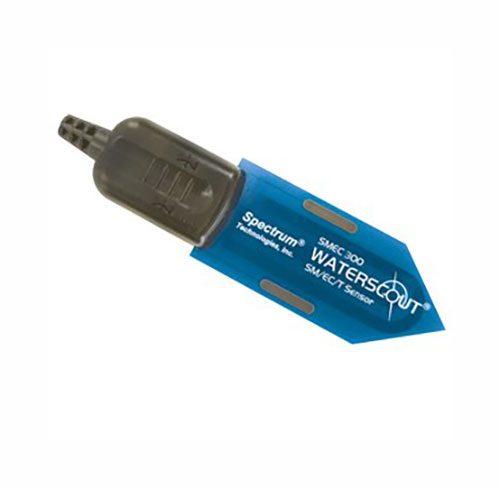 Soil moisture and conductivity sensor SMEC for measuring soil moisture and electrical conductivity, used in environmental monitoring and agricultural applications