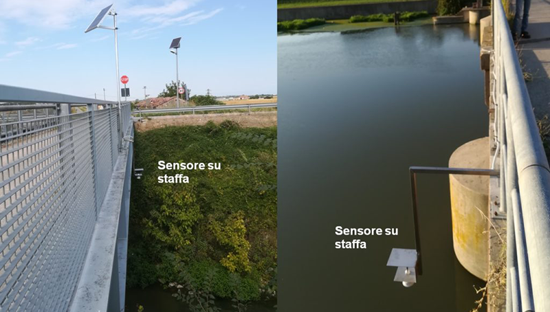 Stazione idrometrica per il controllo fluviale, utilizzata per il monitoraggio dei livelli d'acqua nei fiumi e la gestione del rischio idraulico